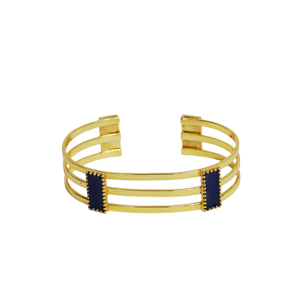Deco Mosaic Gold-Plated Cuff Bracelet in Blue & Black