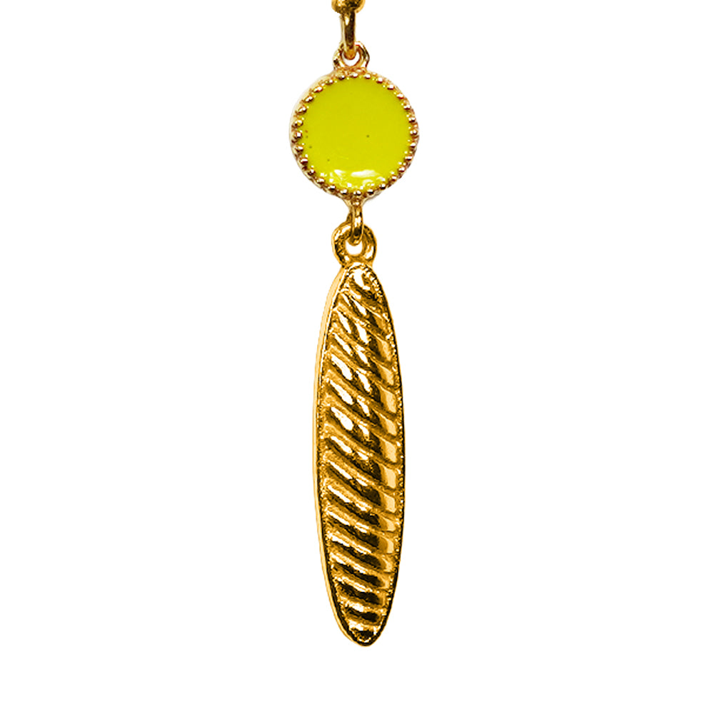 Deco Mosaic Citrus Green Hook Earrings – Gold Plated Enamel Earrings