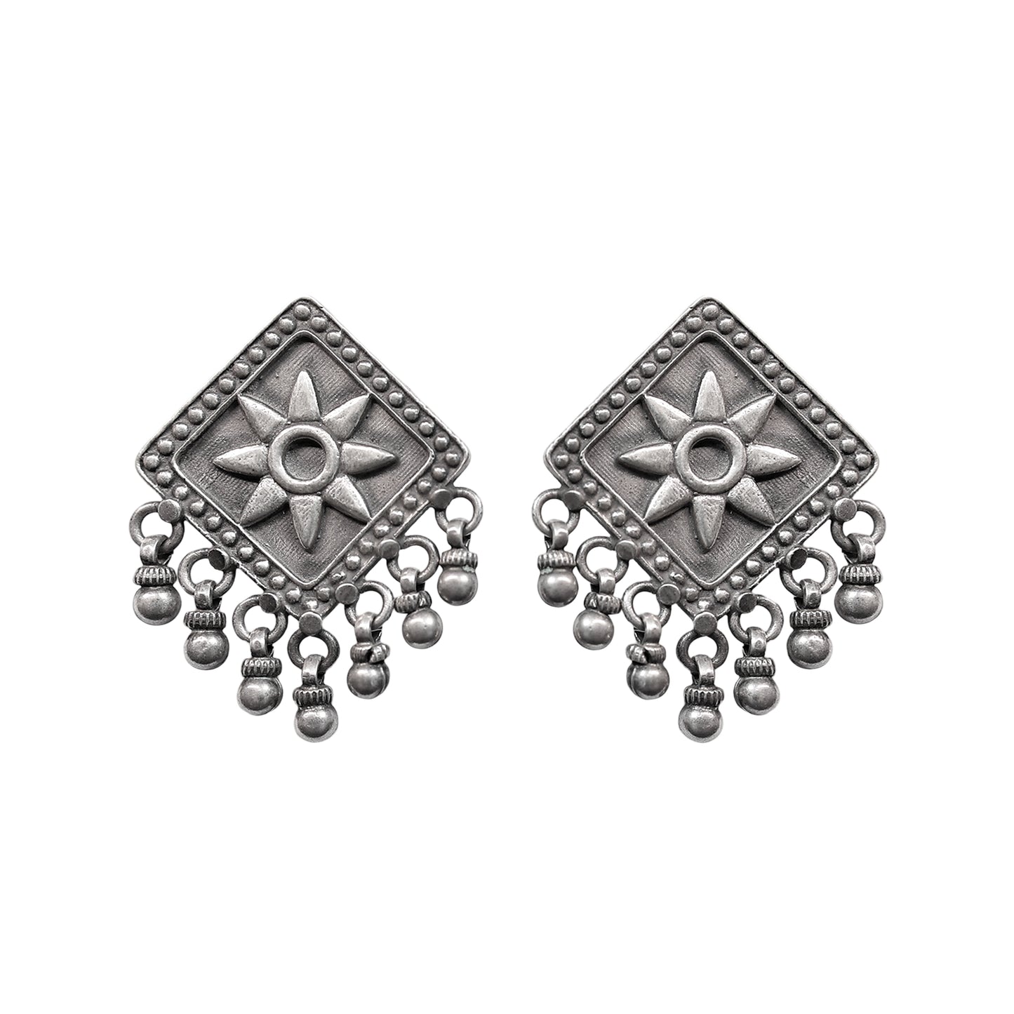Sitara Handcrafted Cast Silver Earrings – Elegant Butterfly Post Statement Earrings