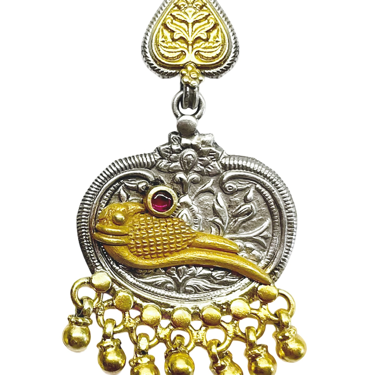 Phulwari Stamped Gold-Plated Earrings with Butterfly-Post Closure