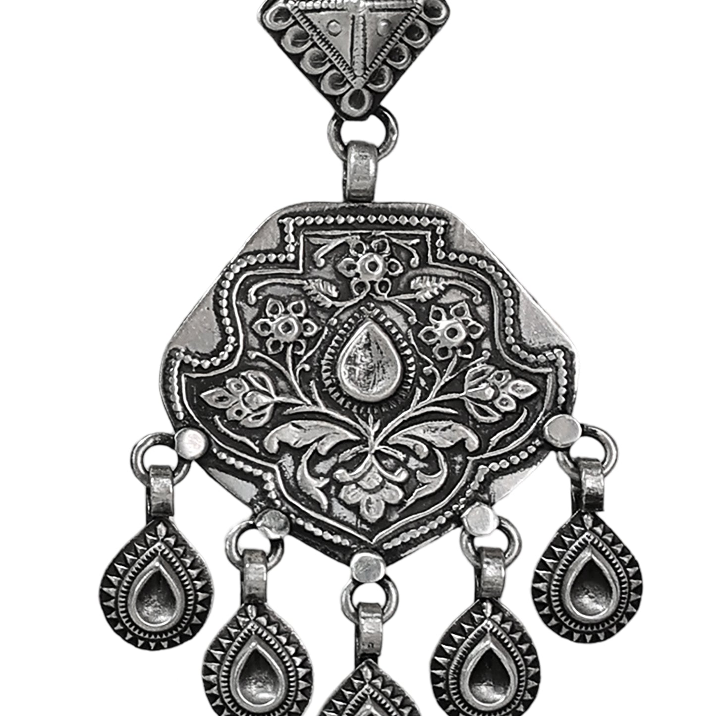 Devi Stamping Silver Earrings with Hook Closure