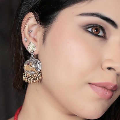 Phulwari Stamped Gold-Plated Earrings with Butterfly-Post Closure