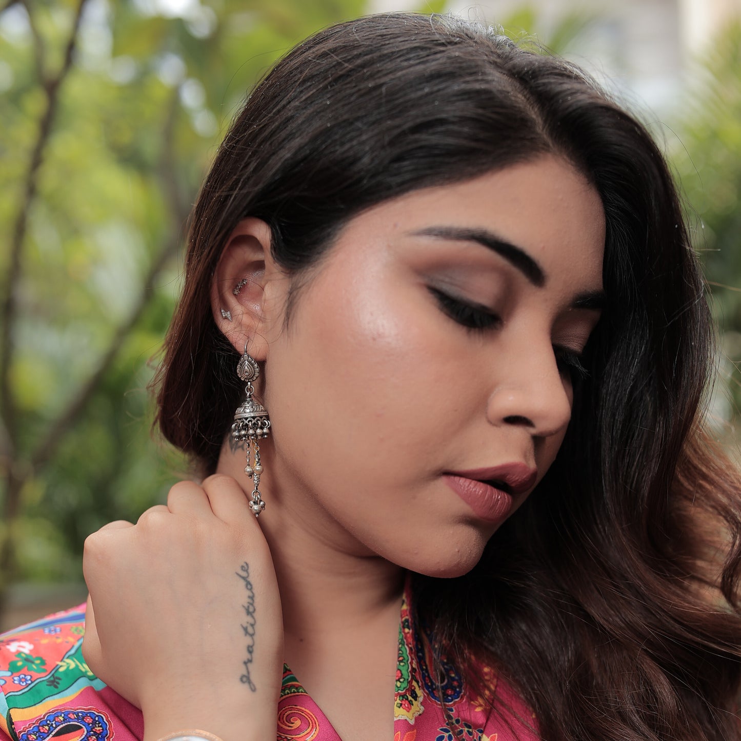 Rangeela Silver Jhumkas with Yellow Threadwork and Ghungroos