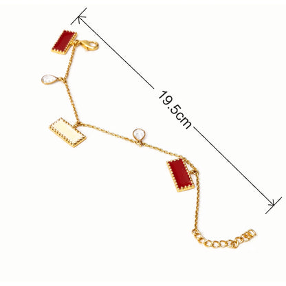 Deco Mosaic Gold Plated Charm Bracelet, Maroon and Off White