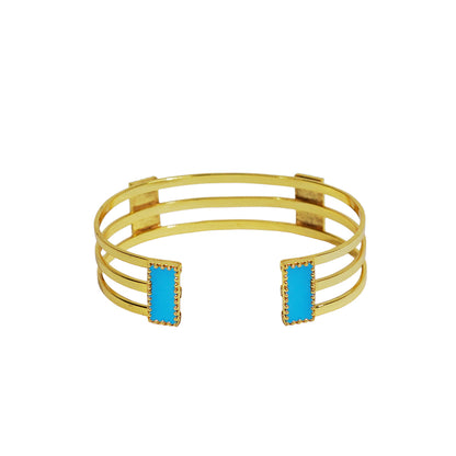 Deco Mosaic Gold-Plated Cuff Bracelet in Blue & Black