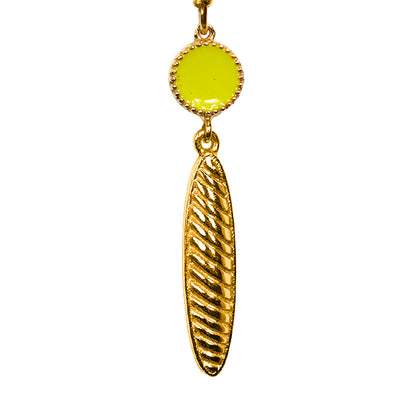 Deco Mosaic Citrus Green Hook Earrings – Gold Plated Enamel Earrings
