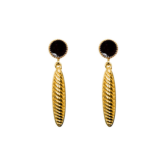 Deco Mosaic Black Enamel Stud Earrings – Gold Plated Contemporary Earrings