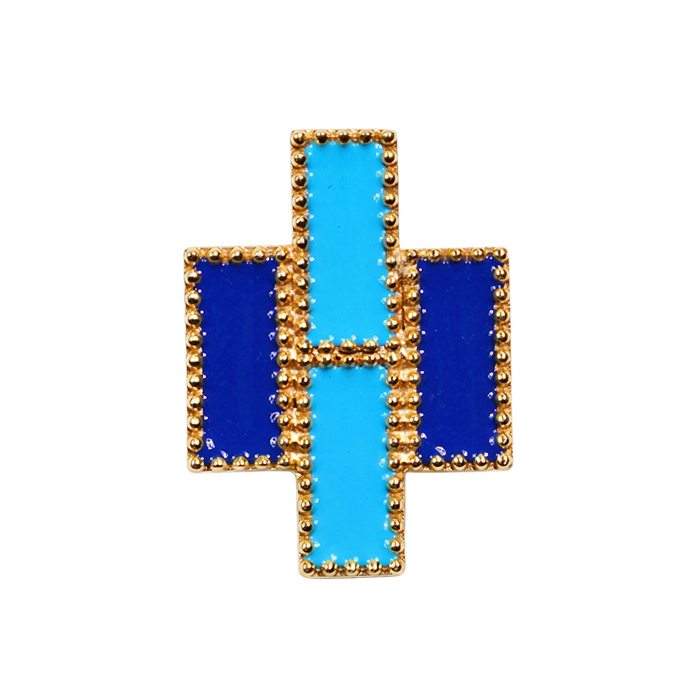 Deco Mosaic Gold-Plated Geometric Stud Earrings in Light & Dark Blue