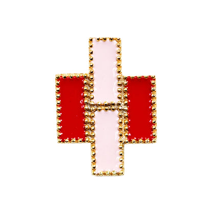 Deco Mosaic Gold-Plated Geometric Stud Earrings in Pink & Red