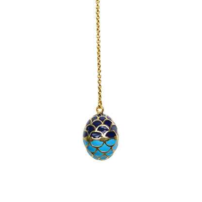 Deco Mosaic Gold-Plated Shoulder Duster Earrings in Light & Dark Blue