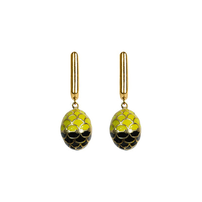 Deco Mosaic Gold-Plated Square Earrings in Yellow & Black
