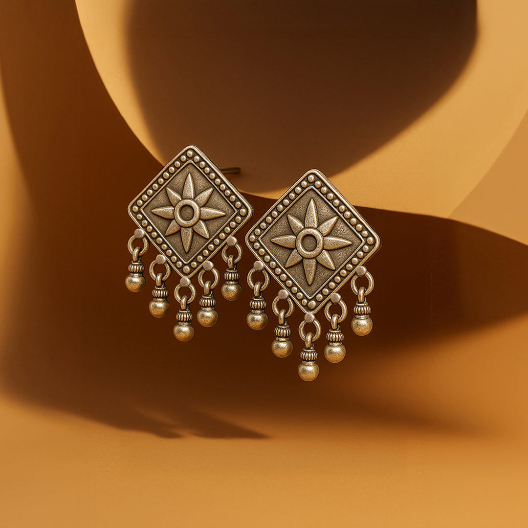 Sitara Handcrafted Cast Silver Earrings – Elegant Butterfly Post Statement Earrings