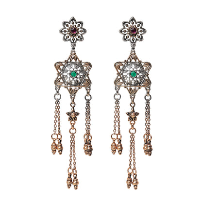 Phulwari Jali Cast Dangler Earrings with Dual Finish & Gold Plating – Butterfly-Post Closure