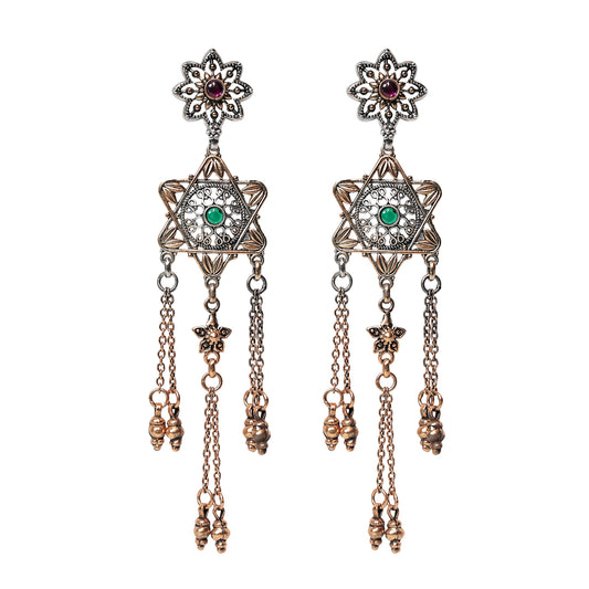 Phulwari Jali Cast Dangler Earrings with Dual Finish & Gold Plating – Butterfly-Post Closure