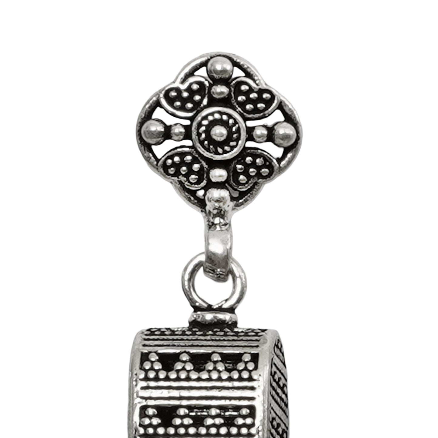 Sitara Handcrafted Stamped & Embossed Silver Jhumkas – Elegant Traditional Earrings