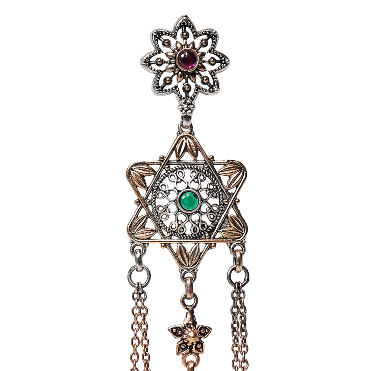 Phulwari Jali Cast Dangler Earrings with Dual Finish & Gold Plating – Butterfly-Post Closure