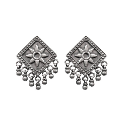Sitara Handcrafted Cast Silver Earrings – Elegant Butterfly Post Statement Earrings