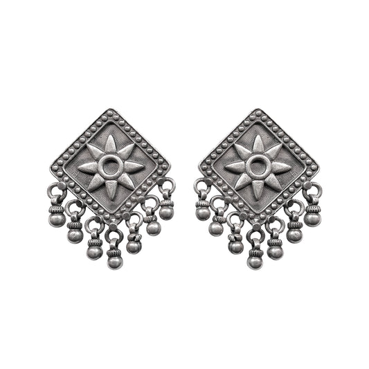 Sitara Handcrafted Cast Silver Earrings – Elegant Butterfly Post Statement Earrings