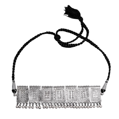Sitara Handcrafted Engraved Silver Choker – Elegant Heritage Design with Drawstring Closure