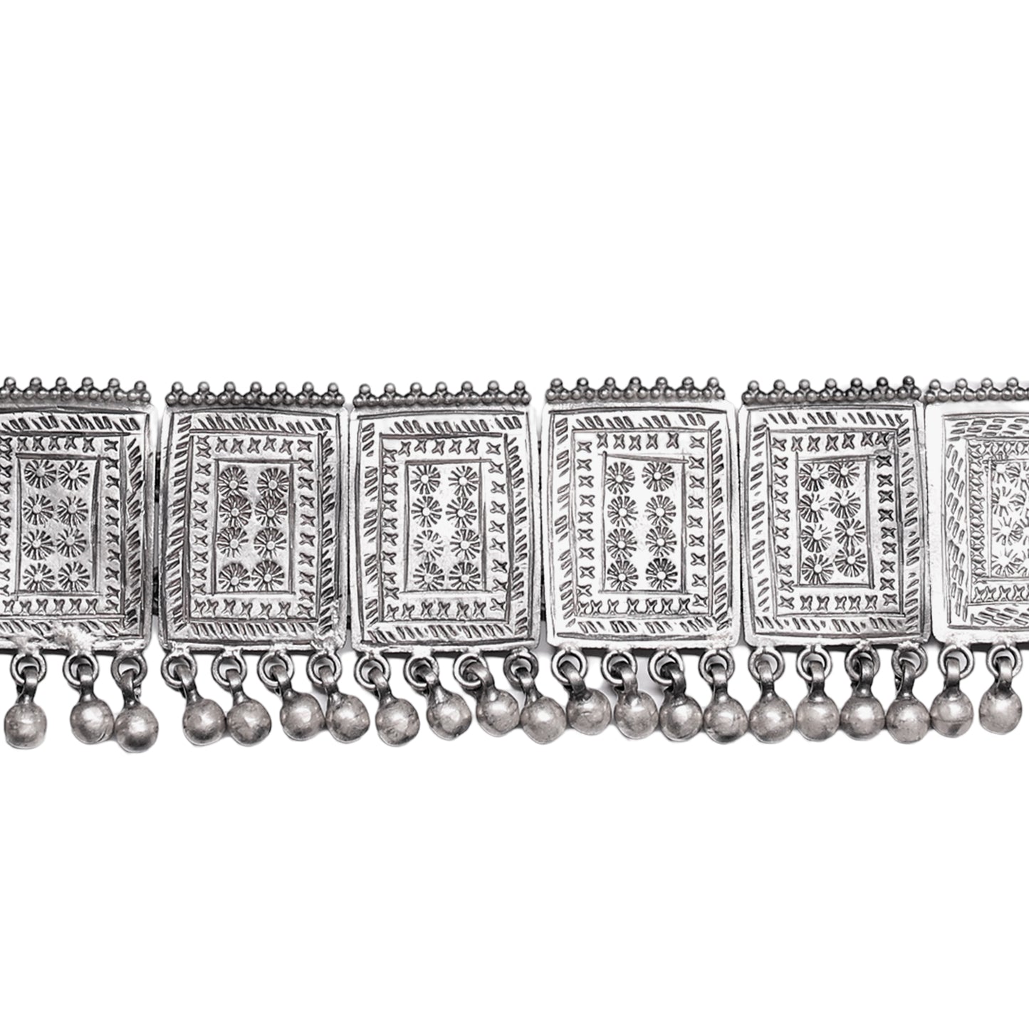 Sitara Handcrafted Engraved Silver Choker – Elegant Heritage Design with Drawstring Closure