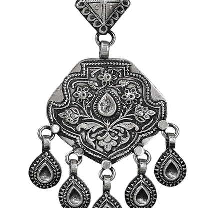 Devi Stamping Silver Earrings with Hook Closure