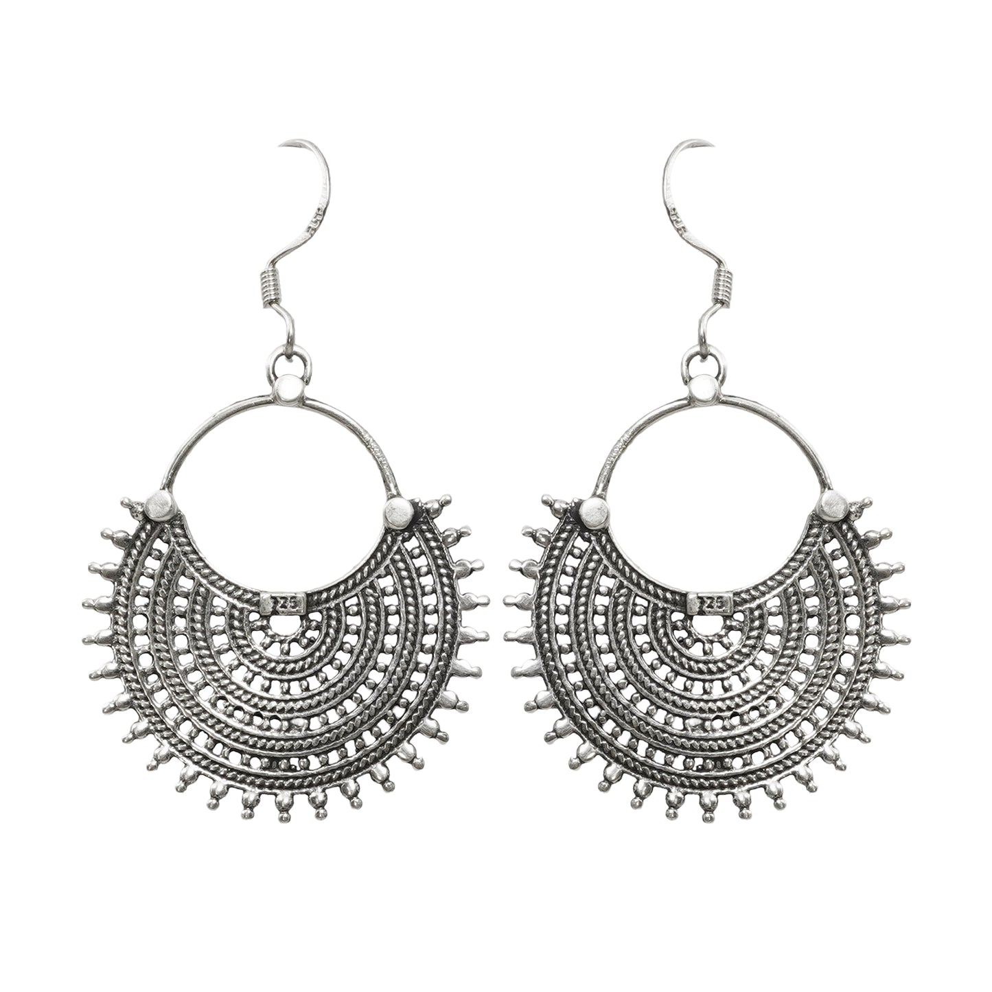 Sitara Handcrafted Cast Silver Earrings – Elegant Hook Design for Timeless Style