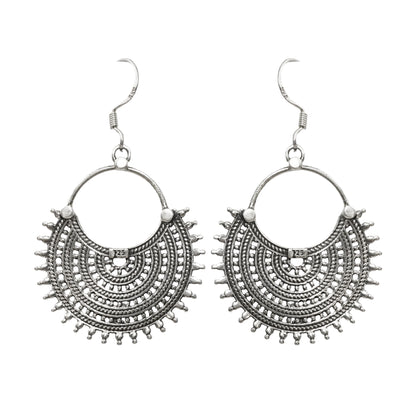 Sitara Handcrafted Cast Silver Earrings – Elegant Hook Design for Timeless Style