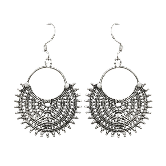 Sitara Handcrafted Cast Silver Earrings – Elegant Hook Design for Timeless Style