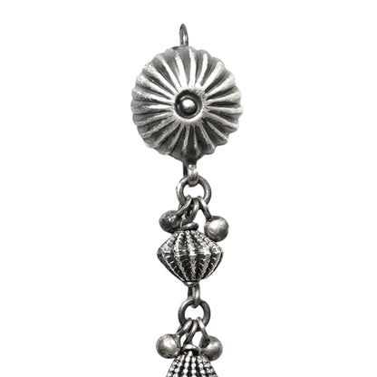 Rangeela Handmade Silver Earrings with Stamping, Handcrafted Beads & Ghungroos