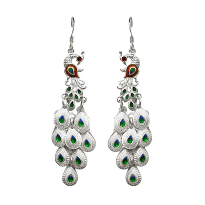Phulwari Stamped Dangler Earrings with Glass Enameling (Meenakari) with Butterfly Post Closure