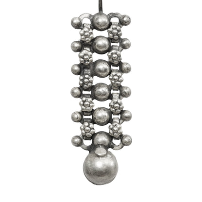 Sitara Handcrafted Stamped Silver Earrings with Beads – Elegant Hook Design