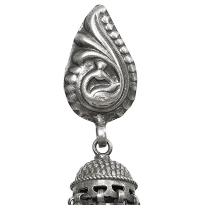 Sitara Handcrafted Stamped & Embossed Silver Jhumkas