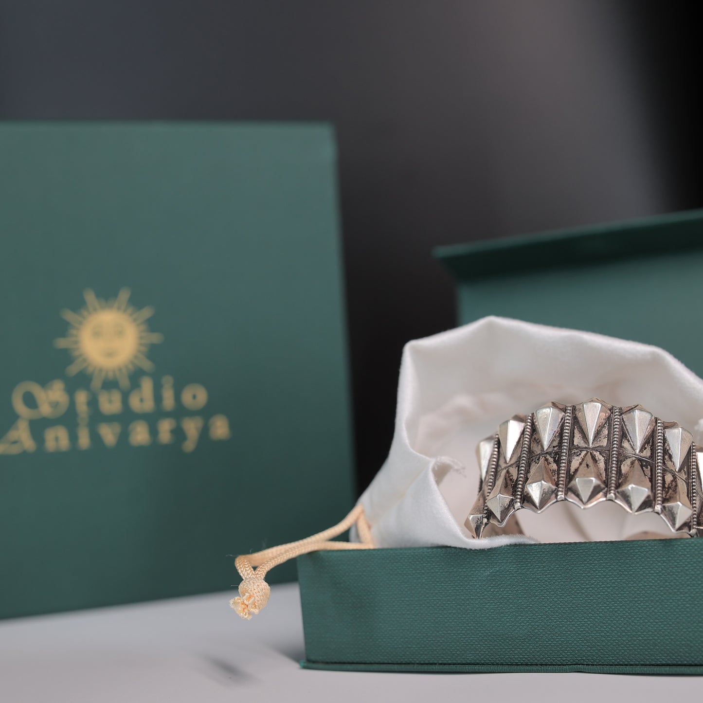 Devi Stamped and Embossed Silver Bangle (Kada)